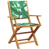  3-dijelni bistro set od tkanine i masivnog drva uzorkom lišća | shoptok.hr