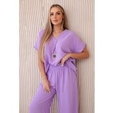 Kesi Włoski Set with necklace blouse + pants light khaki | shoptok.hr
