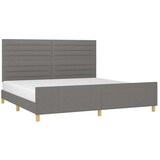  Posteljni okvir z vzglavjem temno siv 200x200 cm blago, (20906625) | Shoptok.si