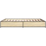 vidaXL Posteljni okvir sonoma hrast 150x200 cm inž. les in kovina, (21128091) | Shoptok.si