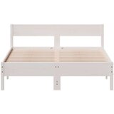 vidaXL Posteljni okvir z vzglavjem bel 135x190 cm trdna borovina | Shoptok.si