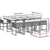  9-dijelni vrtni blagovaonski set s jastucima crni od poliratana | shoptok.hr