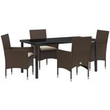 vidaXL 5-dijelni vrtni set za blagovanje s jastučićima smeđi poliratan, vrtni stol crni 160x80x73 cm kaljeno staklo Cijene