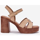 EVENTO Women's Heeled Sandals Gold Decoration Beige Nusorilis | shoptok.hr
