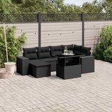 Maison Chic Seti vrtnega pohištva - Vrtna garnitura - Vrtni pohištvo set 7-delna z blazinami črn poli ratan, (21802312) | Shoptok.si