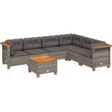 Maison Chic Seti vrtnega pohištva - Vrtna garnitura - Vrtni pohištvo set 7-delna z blazinami siv poli ratan, (21802929) | Shoptok.si