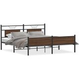 Metalni Kovinski posteljni okvir brez vzmetnice rjavi hrast 180x200 cm, (21829329) | Shoptok.si