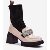 Kesi Women's boots with high socks, beige S.Barski Cene