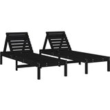  The living store ležalnik 2 kosa črn 199,5x60x74 cm trdna borovina - ležalnik, (21453361) | Shoptok.si