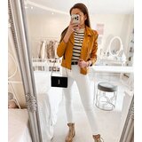 Gemre Yellow faux leather biker jacket Tricia | Shoptok.si