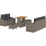 vidaXL Set od 8 dijelova vrtnih kauča s jastučićima siva poli ratan akacija | shoptok.hr