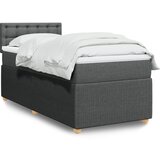 vidaXL Box spring postelja z vzmetnico temno siva 100x200 cm blago | Shoptok.si