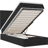  Otomanski okvir kreveta s madraca crni 90x190cm od tkanine | shoptok.hr