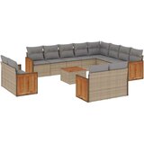 vidaXL 13-dijelni set vrtnih sofa s jastucima poliratan Bež | shoptok.hr