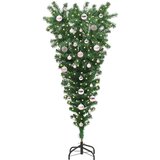 vidaXL Obrnjena umetna praznična jelka s setom kroglic Zelena 150 cm | Shoptok.si