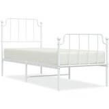 Maison Chic Kovinski Posteljni okvir - Enojna postelja - Postelja za odrasle z vzglavjem in vznožjem bel 80x200 cm-J82, (21765243) | Shoptok.si