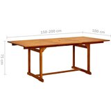 vidaXL Vrtni blagovaonski stol (150 - 200)x100x75 cm od drva bagrema | shoptok.hr