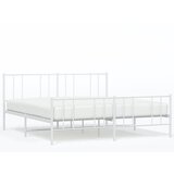 Maison Chic Kovinski Posteljni okvir - Dvoposteljna postelja - Zakonska postelja z vzglavjem in vznožjem bel 180x200 cm, (21697364) | Shoptok.si
