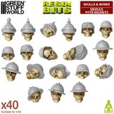 Green Stuff World Resin Skulls with Helmets Set | Set smolastih lobanja sa kacigama (40 kom, 1:48 razmera) Cene