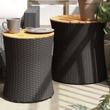  Vrtni bočni stolići s drvenim vrhom 2 kom crni od poliratana | shoptok.hr