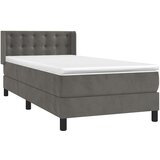 Box spring krevet s madracem tamnosivi 90x200 cm baršunasti | shoptok.hr