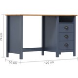  Radni stol Hill s 3 ladice sivi 120x50x74 cm masivna borovina | Eponuda.com