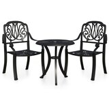 vidaXL Bistro garnitura 3-delna liti aluminij črna, (20675882) | Shoptok.si