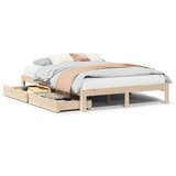 Maison Chic Posteljni okvir - Dvoposteljna postelja - Zakonska postelja s predali 150x200 cm trdna borovina, (21692291) | Shoptok.si
