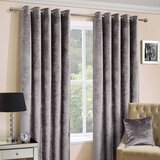 HOMESCAPES Silver Luxury Crushed Velvet Lined Eyelet Curtain Par, 228x137 cm, (20749601) | Shoptok.si