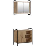  Set ormarića za kupaonicu 2 kom. Hrast artisan - Hrast artisan Ormar s umivaonikom (1 vrata i 1 polica) + viseći ormar | shoptok.hr