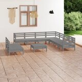 The Living Store Vrtna sedežna garnitura 10-delna trdna borovina siva - Vrtna Sedežna Garnitura, (21476609) | Shoptok.si