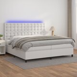  box spring s madracem LED bijeli 200x200 cm umjetna koža | shoptok.hr