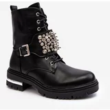Kesi Women's insulated ankle boots decorated with black Lennen