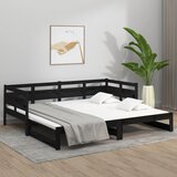  Dnevni ležaj na izvlačenje crni 2x (80x200) cm masivna borovina | Eponuda.com