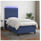 vidaXL Box spring postelja z vzmetnico LED modra 90x190 cm b Cene