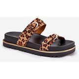 Boto Women's leopard print platform sandals with straps and buckles brown Ziferte | Shoptok.si
