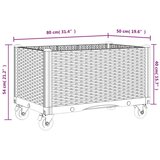  Vrtna sadilica s kotačima crna 80 x 50 x 54 cm PP | shoptok.hr