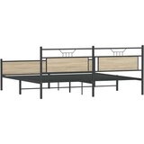 Metalni Kovinski posteljni okvir brez vzmetnice sonoma hrast 193x203 cm, (21829568) | Shoptok.si