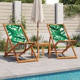 vidaXL Sklopive stolice za plažu 2 kom tkanina i drva uzorkom lišća | shoptok.hr