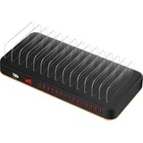 Postaja za polnjenje 180W z 15 USB priključki, ventilacijo in podporo, Črna, (5000191791)