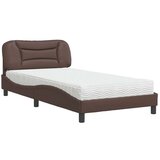  Postelja z vzmetnico rjava 100x200 cm umetno usnje | Shoptok.si
