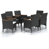  7-dijelni vrtni blagovaonski set s jastucima crni | shoptok.hr