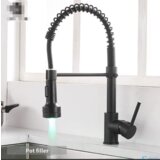  Črna kuhinjska armatura KB1507 | Izvlečna pipa za kuhinjo v črni barvi - Črna - LED | Shoptok.si
