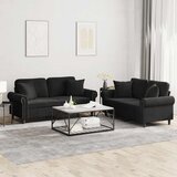 2-dijelni set sofa s jastucima crni baršunasti Cene