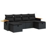 vidaXL 6-dijelni set vrtnih sofa s jastucima crni od poliratana | shoptok.hr