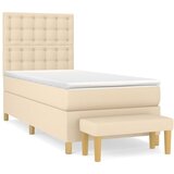 vidaXL Okvir kreveta s oprugama i madrac krem 80x200 cm od tkanine | shoptok.hr