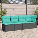  Vrtna sofa s jastucima za 4 osobe, crna, poliratan | Eponuda.com