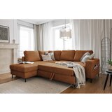 Miuform Oranžna/rjava raztegljiva kotna sedežna garnitura iz rebrastega žameta (levi kot) Lofty Lilly – | Shoptok.si