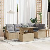 vidaXL set od 6 vrtnih sofa s jastucima bež poli ratan Cijene