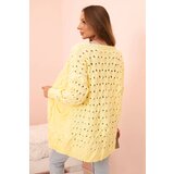 Kesi Włoski Women's openwork cardigan with pockets yellow | shoptok.hr